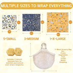 BYTTME Reusable Beeswax Wrap - 9 Pack Beeswax Wraps for Food, Eco-Friendly Beeswax Food Wraps, Bread Sandwich Wrapper - Reusable Food Storage Wrap Set with Flower Butterfly+Mesh Bag
