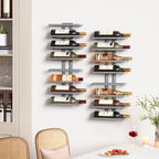 Hoctieon 3-Set 8 Tier Wall Mount Wine Rack (24 Tiers), Wall Racks for Wine Bottles Display and Storage, Hanging Bottle Organizer for Living Room, Dining Room, Wine Cellar, Bar, Grey