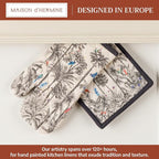 Maison d' Hermine 100% Cotton Oven Mitt & Pot Holder Set (7.5"x13" & 8"x8") | Heat Resistant BBQ Cooking Gloves with Loop Baking Grilling Kitchen Hotel Home Farmhouse Thanksgiving Christmas - Amazonia