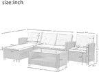 4-Piece Outdoor Rattan Sofa Sets, Patio Furniture Conversation Sectional Couch with Chaise Lounge, Single Sofachair, Seat Cushions and Glass Table, for Garden Backyard Deck, Onesize, Beige