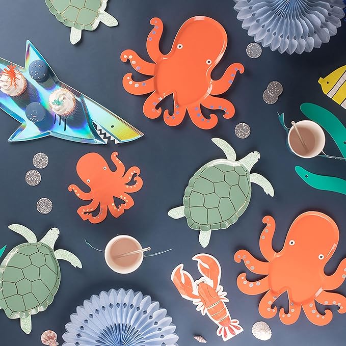 Meri Meri Mermaid Birthday Disposable Plates for Party, Pack of 8 Under the Sea Plates, Under the Sea Party Decorations