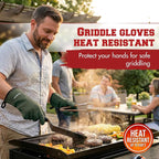 KITCHEN PERFECTION XL Silicone Griddle Gloves - Heat Resistant Oven Mitts | Waterproof, 5-Finger Design For A Better Grip, Best Griddle Grilling Accessories, Compatible with Blackstone, Weber & More