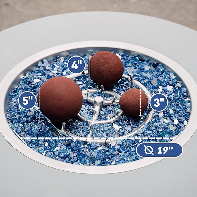 Skyflame Ceramic Fireplace Balls, Set of 15 Round Fire Stones Set for Indoor and Outdoor Fire Pits or Fireplaces Accessory, 3 Inch, Brick Red