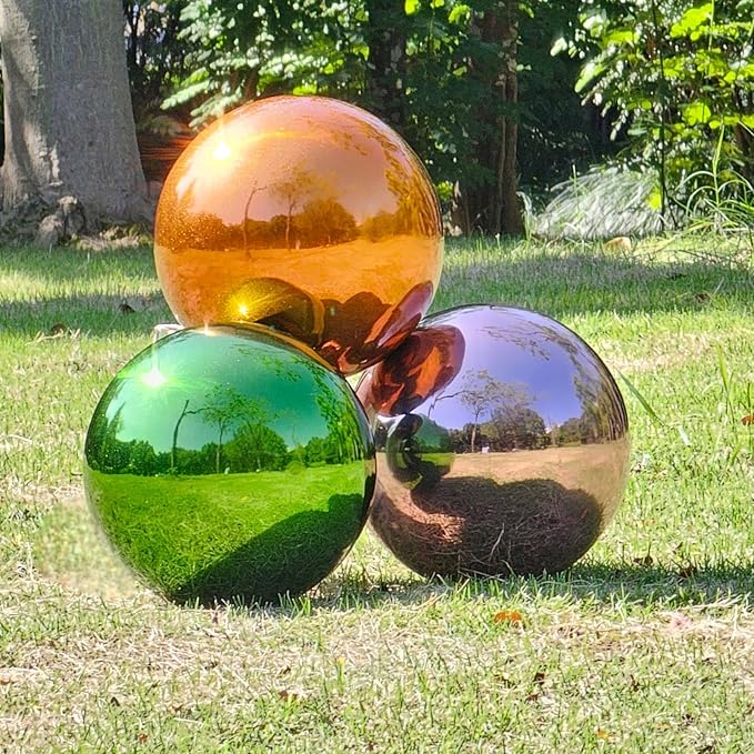 Stainless Steel Gazing Globe Mirror Ball, Decorative Gazing Balls for Garden, Reflective Smooth Garden Ball Sphere for Outdoor Yard Decoration (Purple, Dia: 6 inch)