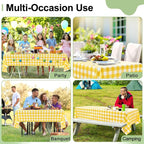 20 Packs Buffalo Disposable Table Cloth, 54 x 108 Inch Waterproof Plastic Tablecloth, Rectangle Yellow and White Checkered Table Covers for Picnic, Birthday, Party, Back to School