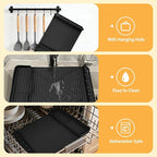 Silicone Grill Mat for Blackstone Griddles & Outdoor Grills - Heat Resistant (450°F) Countertop Protector, Non-Slip Tool Organizer & Grease Catcher, 16x11.5 Inch(Black)