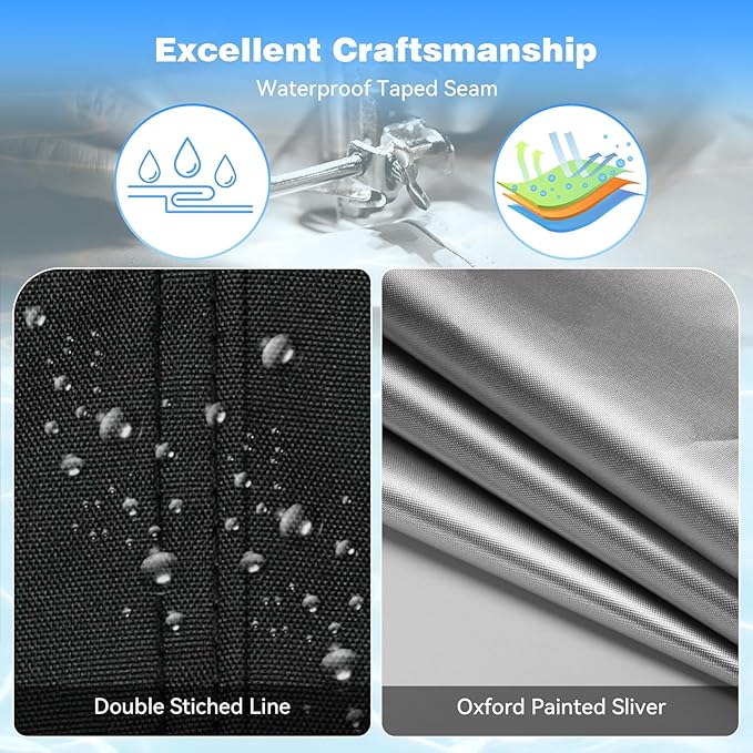 7x10 Ft Rectangular Pool Cover with Reflective Strips for Above Ground Pool, 420D Swimming Pool Cover for Rectangular or Oval Frame Pools, Solar Cover with Drawstring and Ground Nails
