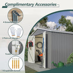 10 x 10 FT Outdoor Storage Shed, Large Metal Tool Sheds with Updated Frame Structure and Lockable Doors, Garden Shed for Backyard Garden Patio Lawn, Grey