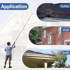 24FT Telescoping Pressure Washer Wand Kit - 2 Extension Poles, Gutter Cleaner, Brush, Pivoting Coupler & 7 Nozzles for Roof, Deck, Vehicle, Sidings