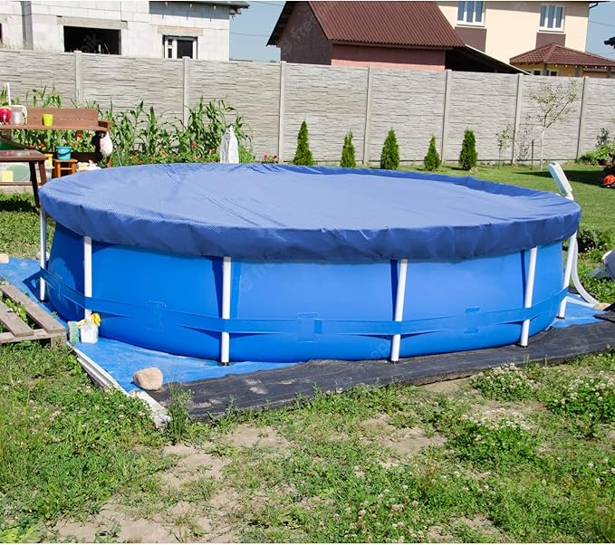 ECOOPTS Round Pool Cover for Above Ground Pools, Swimming Pool Cover Protector Winter Safety Cover (8 ft, Blue)