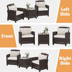 Shintenchi 3 Pieces Patio Furniture Set 3 Pieces PE Rattan Wicker Chairs with Table Outdoor Furniture for Backyard/Garden/Poolside/Outdoor Restaurant Brown Rattan with White Cushion