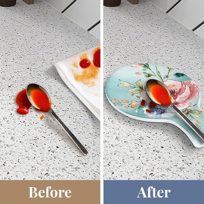 Bico Margret's Garden Spoon Rest for Stove Top, Ceramic Spoon Holder for Kitchen Counter, Easy to Clean Coffee Spoon Rest Dishwasher Safe, Kitchen Cooking Utensil Rest for Ladles Spatula