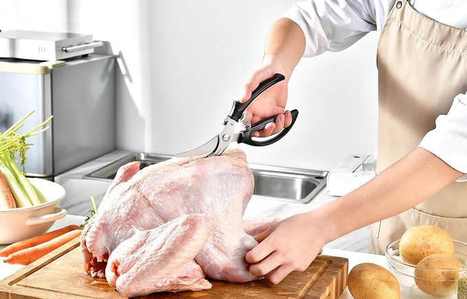 Heavy Duty Poultry Shears - Kitchen Scissors for Cutting Chicken, Poultry, Game, Meat - Chopping Vegetable - Spring Loaded