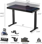 EUREKA ERGONOMIC RGB Glass Gaming Desk, Music Studio Desk, 47 Inch Adjustable Height Computer Desk Music Sensing LED Sit Stand Desk for Home Office Gamer w Dual Motors,USB Ports, APP Control
