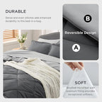 Bedsure Dark Grey Twin XL Comforter Set - 5 Pieces Reversible Twin XL Bed in a Bag for College, Extra Long Twin Bed Set Dark Grey with Comforters, Sheets, Pillowcase & Sham