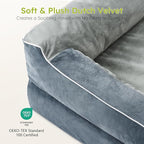 Jumbo Orthopedic Dog Bed for Extra Large Dogs With Cooling Gel Memory Foam, Waterproof Removable Washable Cover, 45" Sofa Couch Dutch Velvet With Bone Toy, Dark Gray