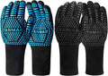 BBQ Grill Gloves, 1472°F Extreme Heat Resistant Grilling Gloves Non-Slip Oven Mitts Potholder, Perfect for Barbecue, Cooking, Baking, 2Pairs (Blue+Black)(13" Length)