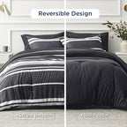 Bedsure Bed in a Bag Twin Size 5 Pieces, Black White Striped Bedding Comforter Sets All Season Bed Set with 1 Pillow Sham, Flat Sheet, Fitted Sheet and 1 Pillowcase