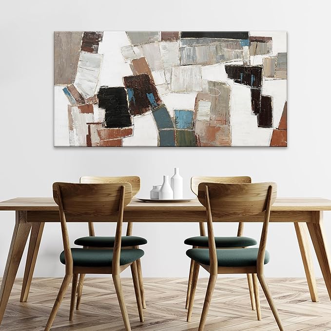 Dimpaga Abstract Wall Art Pictures for Living Room Wall Decor Modern Wall Art Decor Minimalist Geometric Line Artwork for Walls Textured Wall Art Prints Bedroom Office Wall Decor 24"X48"