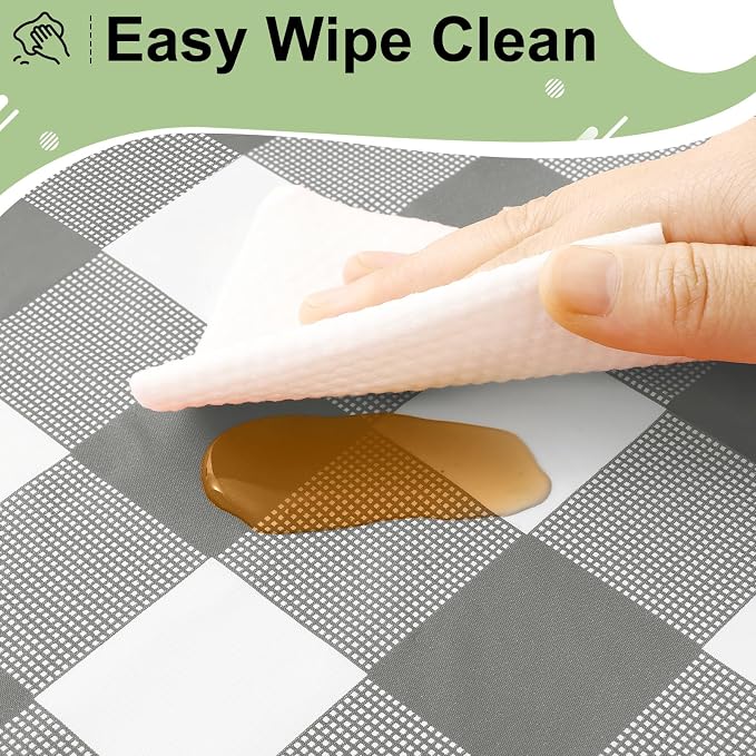 10 Packs Buffalo Disposable Table Cloth, 54 x 108 Inch Waterproof Plastic Tablecloth, Rectangle Grey and White Checkered Table Covers for Picnic, Birthday, Party, Back to School