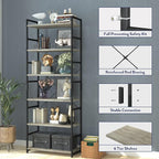 NUMENN 6 Tier Bookshelf, Tall Bookcase Shelf Storage Organizer, Modern Book Shelf for Bedroom, Living Room and Home Office, Grey