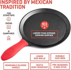Uno Casa Cast Iron Comal Pan 10.5 Inch - Skillet for Roti, Tawa/Dosa Pan Pataconera, Comales para Tortillas - Comal Para Tortillas Grande - Cast Iron Griddle
