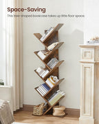 VASAGLE Tree Bookshelf, 9-Tier Bookcase, Large Bookshelf, Space-Saving Corner Shelf, Book Tree, Holds Books, CDs, Games, for Bedroom, Living Room, Home Office, Rustic Brown ULBC11BX