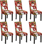 U'Artlines Christmas Chair Covers Set of 6, Removable Washable Merry Christmas Dining Chair Seat Covers Stretch Protector Slipcovers for Dining Room Kitchen Holiday Party Decor, Snowman