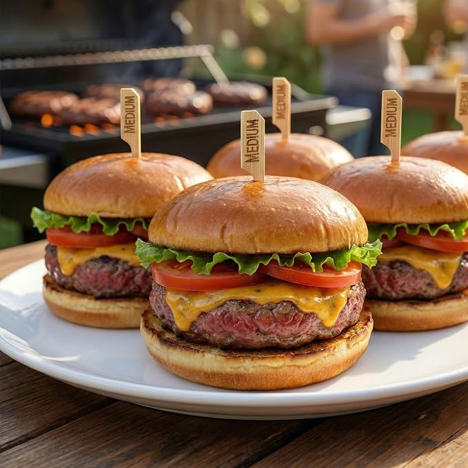 Restaurantware RW Smart 4 Inch Medium Steak Markers 1000 Disposable Meat Marker Sticks - Sturdy Paddle Design Bamboo Steak Temperature Markers For Barbeques Parties Or Buffets