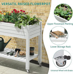 YITAHOME Raised Garden Bed with Wheels 43.3x17.7x34 in Raised Planter Box with Legs, Drain Plug and Storage Shelf, Elevated Planter Box for Plants Vegetables Flowers Herbs, White