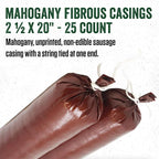LEM Products Mahogany Fibrous Casings, 2 ½ Inches x 20 Inches, Non-Edible Sausage Casings, Stuffs Approximately 3 Pounds Per Casing, Great for Summer Sausage, Pepperoni, and Salami, 25 Count Pack