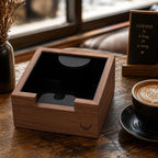 Wooden Espresso Knock Box Walnut Dump Bin for Coffee Grounds Disposal Durable, Shock-Absorbent Espresso Machine Accessories, Easy to Clean Tamper Station