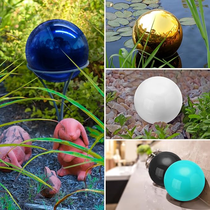 uxcell 2 Pcs Gazing Globe Decor Ball 2.5 Inch 63mm Reflective Garden Sphere Hollow Ball, Seamless Stainless Steel Gazing Ball, Smooth Mirror Globe for Garden Home Decor, Bright White