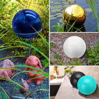 uxcell 2 Pcs Gazing Globe Decor Ball 3.5 Inch 90mm Reflective Garden Sphere Hollow Ball, Seamless Stainless Steel Gazing Ball, Smooth Mirror Globe for Garden Home Decor, Bright Black