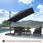 PURPLE LEAF 9.8' X 9.8' Left-right Tilting Patio Umbrella Outdoor Cantilever Swivel Square Umbrella Aluminum Offset Umbrella with 360-degree Rotation for Garden Deck Pool Patio Grey
