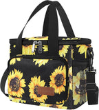 Lunch Bags for Women/Men, Insulated Lunch Bag for Work Office - Lunch Cooler Bag Leakproof Lunch Box with Adjustable Shoulder Strap - Sunflower