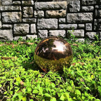 25 cm/10 inch Diameter Gazing Globe Mirror Ball,Rose Gold Stainless Steel Polished Reflective Smooth Garden Sphere,Colorful and Shiny Addition to Any Garden or Home