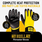Hey Grill Hey Pitmaster Gloves | BBQ Gloves | Heat Protection up to 500°F or 260°C | High Temp Resistance | Fireproof Glove for Grilling Smoking Barbecue | Washable Mitts | Waterproof | Size - Medium