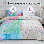 A Nice Night Galaxy Bedding Sets Outer Space Comforter 3D Printed Space Quilt Set Queen Size Glitter Pink Green Color,for Children Boy Girl Teen Kids