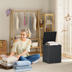 28 Gallon Resin Deck Box, Lockable Outdoor Storage Box for Patio Cushions Storage Furniture,Garden Tools, Pool Supplies, Weatherproof and UV Resistant（Black）