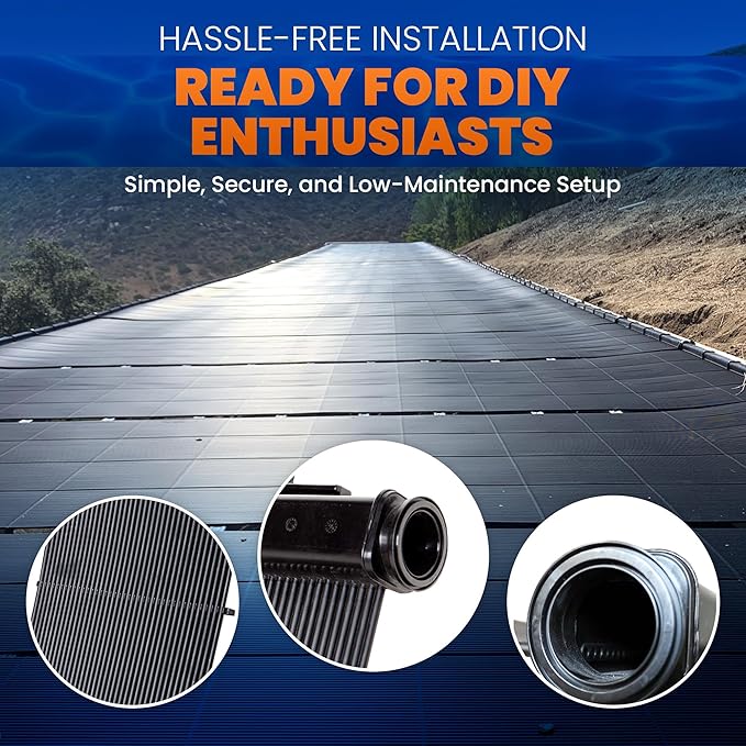 Industrial Grade Solar Pool Heater DIY Kit - Superior High-Wind Strapless Mounting System & Maximum Freeze Resistance (7-4'x9.5' / 266 Square Feet)
