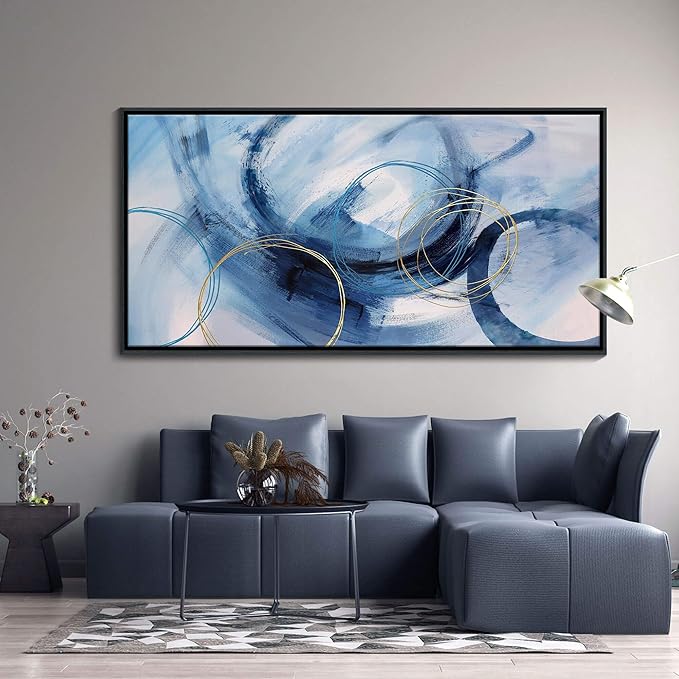 Abstract Wall Art DUNHUANG ART Framed Canvas Wall Art - Modern Wall Art Decor for Living Room, Bedroom, Office - Ready to Hang - Home Decoration 30"x60"