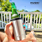Huski Beer Cooler 2.0 | NEW | Premium Can and Bottle Holder | Triple Insulated Marine Grade Stainless Steel | Detachable 3-in-1 Opener | Works as a Tumbler | Best Gifts for Beer Lovers (Stainless)