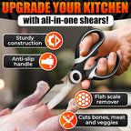 2 Pcs Heavy Duty Kitchen Scissors for Food, 5-in-1, All Purpose | Utility Scissors for Meat & Poultry, Stainless Steel Kitchen Shears, Bottle Opener, Non-Slip Handles & Blade Covers