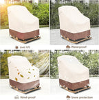 Okcool Patio Rocking Chair Cover 2-Pack,Rocking Chair Covers for Outdoor Furniture, 27''W x 34''D x 45''H Inch,Rocking Chair Covers Waterproof,Beige & Brown