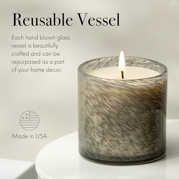 LAFCO New York Signature Candle, Paradiso Fig - 15.5 oz - 90-Hour Burn Time - Reusable, Hand Blown Glass Vessel - Made in The USA