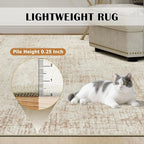 10x12 Area Rug for Living Room Bedroom: Non-Slip Modern Beige White | Machine Washable TPR Backing, Stain-Resistant Low Pile, Pet & Kid Friendly, Abstract Decor for Dining Room, Dorm, Home Office