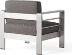 Christopher Knight Home Cape Coral Outdoor Chat Set with Fire Table, 5-Pcs Set, Khaki / Light Grey