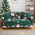 Mybedsoul Christmas Sofa Cover Santa Claus Printed Sofa Couch Cover Washable Furniture Protector with Elastic Bottom Xmas Home Room Festival Decoration(2 Seater/Loveseat)