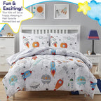 Kids Bedding Set Bed in a Bag for Boys and Girls Toddlers Printed Sheet Set and Comforter, Full, Floating in Space (Pack of 4)
